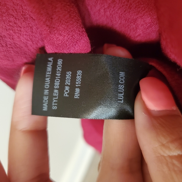 Lulus's Faux Wrap Mini Dress in Wine - Picture 7 of 7